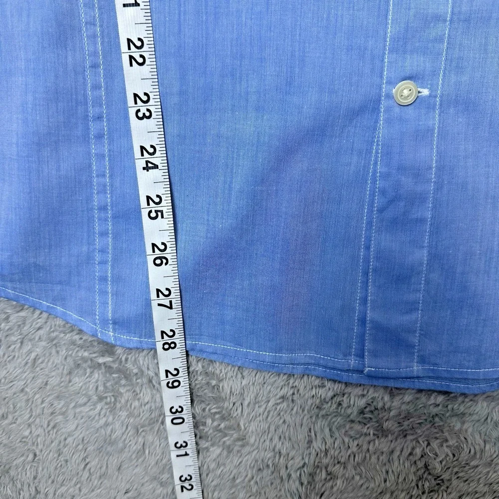 John Varvatos Womens Medium Blue Cotton Minimalist Chic Shirt Roll Tab Sleeves - Picture 8 of 13